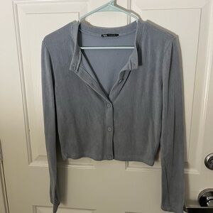 Zara Gray Button-Up Cardigan
